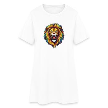 Explosion de Lion Arc-en-ciel Néon - Robe T-shirt Femme - blanc - Devant