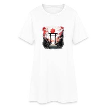Red Torii auf dem Autumn Trail - Frauen T-Shirt-Kleid - Weiß - Vorne