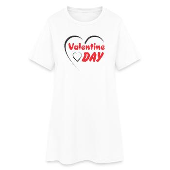 Valentinstagsherz-Schrift - Frauen T-Shirt-Kleid - Weiß - Vorne