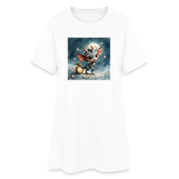 Bébé Dragon de la Nuit avec Horloge - Robe T-shirt Femme - blanc - Devant