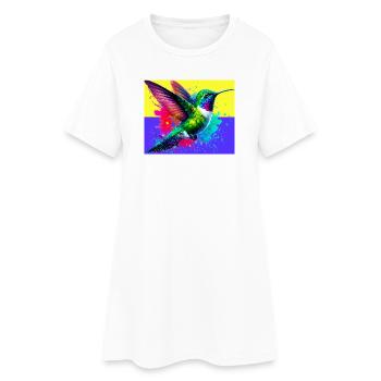 Kolibri - Frauen T-Shirt-Kleid - Weiß - Vorne