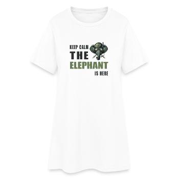 Reste calme, l’éléphant est là - Robe T-shirt Femme - blanc - Devant