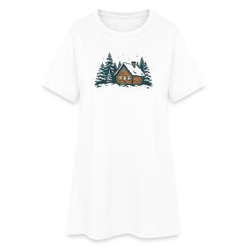 Refuge de la Forêt d’Hiver - Robe T-shirt Femme - blanc - Devant
