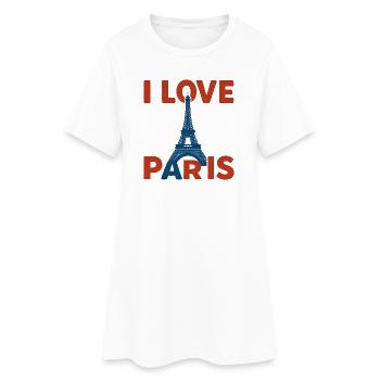 Amour Paris Tour Eiffel Graphique - Robe T-shirt Femme - blanc - Devant