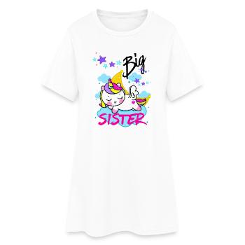 Grande Sœur Magique Licorne Endormie - Robe T-shirt Femme - blanc - Devant