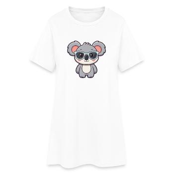 Süße, schicke Koala-Sonnenbrille - Frauen T-Shirt-Kleid - Weiß - Vorne