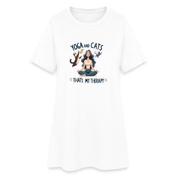 Yoga et chats : ma thérapie - Robe T-shirt Femme - blanc - Devant