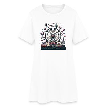 Ferris Wheel Night Festival Carousel Parade - Women’s T-Shirt Dress - white - Front