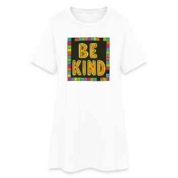 Lettres en gras en mosaïque Be Kind - Robe T-shirt Femme - blanc - Devant