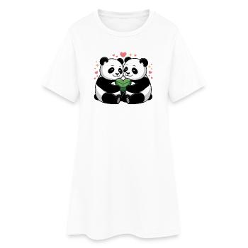 Couples de pandas amoureux - Robe T-shirt Femme - blanc - Devant