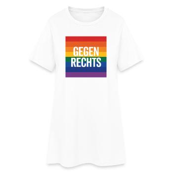 Gegen Rechts - Antifa Regenbogen Tee - Frauen T-Shirt-Kleid - Weiß - Vorne