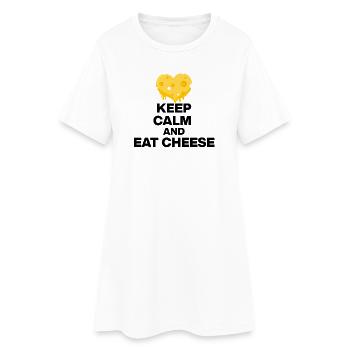 RESTE CALME ET MANGE DU FROMAGE, UN CADEAU 🧀 DE JUNKIE AU FROMAGE - Robe T-shirt Femme - blanc - Devant
