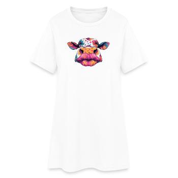 Pop Art coloré de vache - Robe T-shirt Femme - blanc - Devant