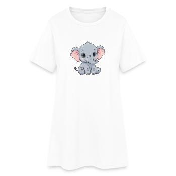 Dessin animé câlin bébé éléphant - Robe T-shirt Femme - blanc - Devant