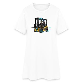 Dessin animé du Conducteur de Chariot élévateur Pingouin mignon - Robe T-shirt Femme - blanc - Devant
