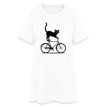 Black Cat Rides Bike - Design rétro cool - Robe T-shirt Femme - blanc - Devant