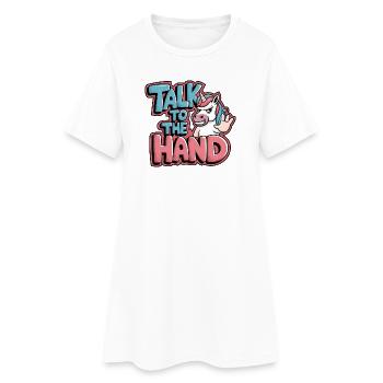Unicorn Comic - Parle à la Main - Robe T-shirt Femme - blanc - Devant