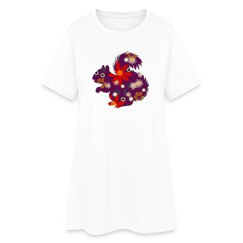Petits animaux mignons, motif floral - Robe T-shirt Femme - blanc - Devant