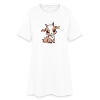 Dessin animé mignon de chevreau - Robe T-shirt Femme - blanc - Devant