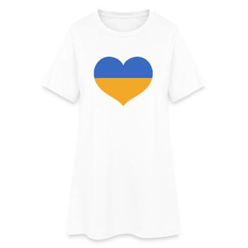 Cœur du drapeau aux couleurs ukrainiennes - Robe T-shirt Femme - blanc - Devant