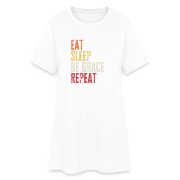 Mange, dors, sois Grace, répète le nom rétro - Robe T-shirt Femme - blanc - Devant