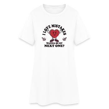 J’adore les erreurs – Drôle de phrase de séductrice célibataire - Robe T-shirt Femme - blanc - Devant