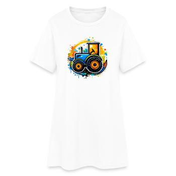 Bunter Traktor im Graffiti-Stil   - Frauen T-Shirt-Kleid - Weiß - Vorne