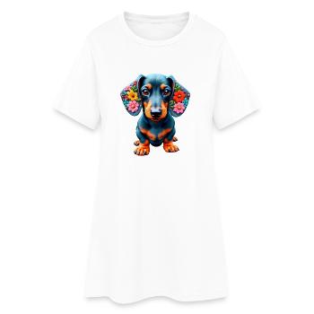 Dackel teckel teckel tekel - Robe T-shirt Femme - blanc - Devant