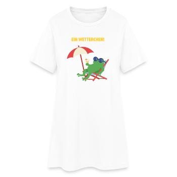 Frosch Strandurlaub mit Cocktail. Geiles Wetter! - Frauen T-Shirt-Kleid - Weiß - Vorne