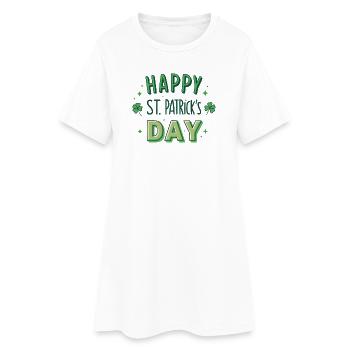 Joyeuse Saint-Patrick Graphisme Vert - Robe T-shirt Femme - blanc - Devant
