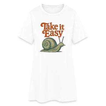 Take It Easy Snail Retro - Women’s T-Shirt Dress - white - Front