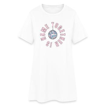La maison, c’est là où nous sommes ensemble - boule disco - Robe T-shirt Femme - blanc - Devant