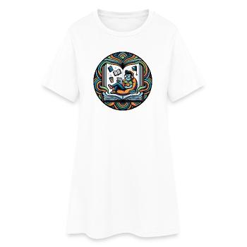 Monde du Livre dans le Cosmos Couleur Rat de Bibliothèque Rat de Bibliothèque - Robe T-shirt Femme - blanc - Devant