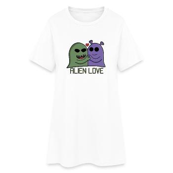 Duo d’amour extraterrestre - Robe T-shirt Femme - blanc - Devant