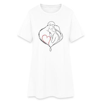Un couple dans le cœur de l’art au trait - Amour et connexion - Robe T-shirt Femme - blanc - Devant
