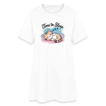 Cute Sleep Shirt Cat Time To Sleep - Women’s T-Shirt Dress - white - Front