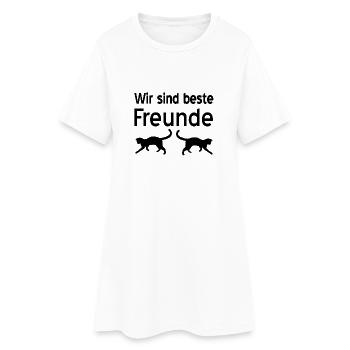 Katzen - Frauen T-Shirt-Kleid - Weiß - Vorne