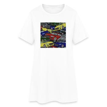Kaleidoscope Cars Color Explosion - Women’s T-Shirt Dress - white - Front