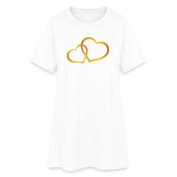 Hearts, outlines, wedding motifs - Women’s T-Shirt Dress - white - Front