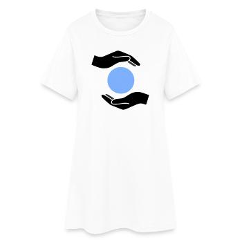 Hände Schutz Kugel Welt - Frauen T-Shirt-Kleid - Weiß - Vorne