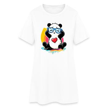 Panda détendu avec des lunettes de soleil - Robe T-shirt Femme - blanc - Devant
