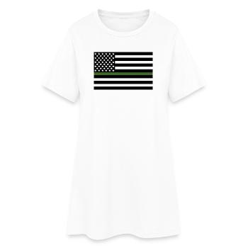 Militärgrüne US-Flaggenlinie - Frauen T-Shirt-Kleid - Weiß - Vorne