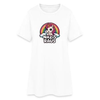 Nazis Raus - Antifa Einhorn Tee - Frauen T-Shirt-Kleid - Weiß - Vorne