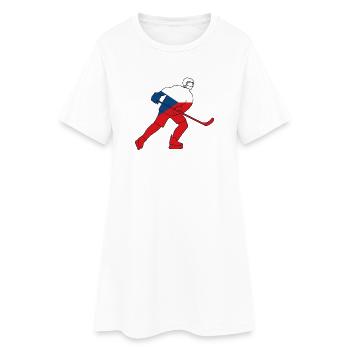 Joueur de hockey avec le drapeau tchèque - Robe T-shirt Femme - blanc - Devant