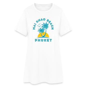 Phuket Mai Khao Strand, Palmensonnenuntergang - Frauen T-Shirt-Kleid - Weiß - Vorne