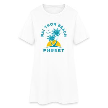 Coucher de soleil de palmier de Nai Thon Beach Phuket - Robe T-shirt Femme - blanc - Devant