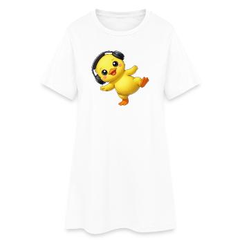 Un canard mignon avec des écouteurs dansant musique techno - Robe T-shirt Femme - blanc - Devant