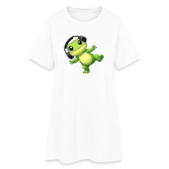 Crapaud grenouille mignon avec une technologie de danse casque - Robe T-shirt Femme - blanc - Devant