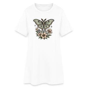 Papillon de nuit avec bouquet de fleurs - Robe T-shirt Femme - blanc - Devant