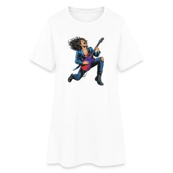 High-energy rock guitar performance - Women’s T-Shirt Dress - white - Front